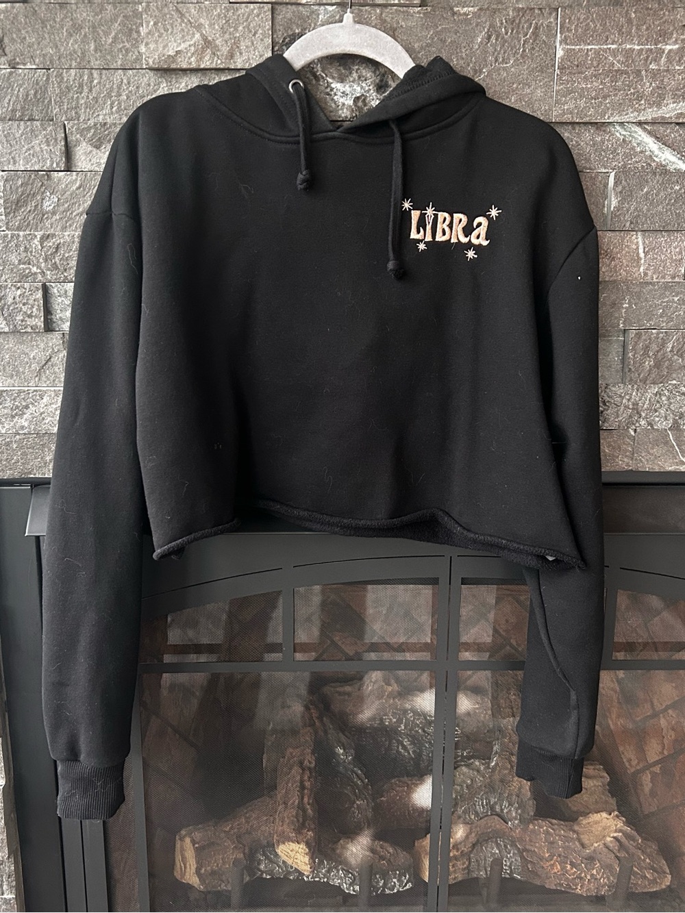 Horoscopez by Dolls Kill Embroidered Libra Cropped Hoodie